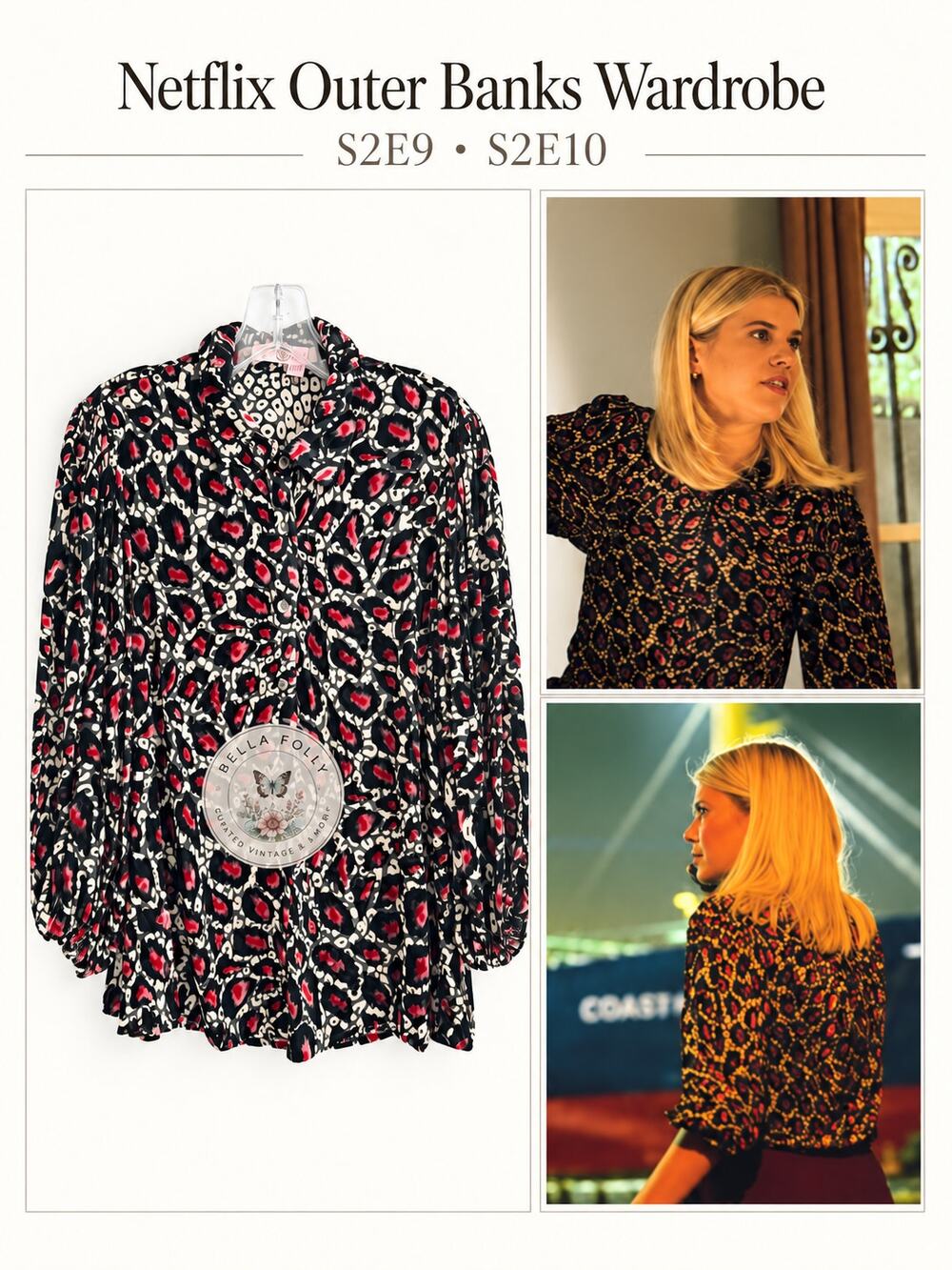 Screen Worn Outer Banks TP Traffic People Small Velvet Burnout Blouse Top 3/4